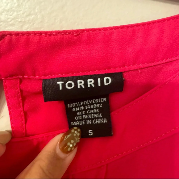 Torrid Georgette Pleated Goddess Neck Tank Pink Women Size 5X - Picture 6 of 8